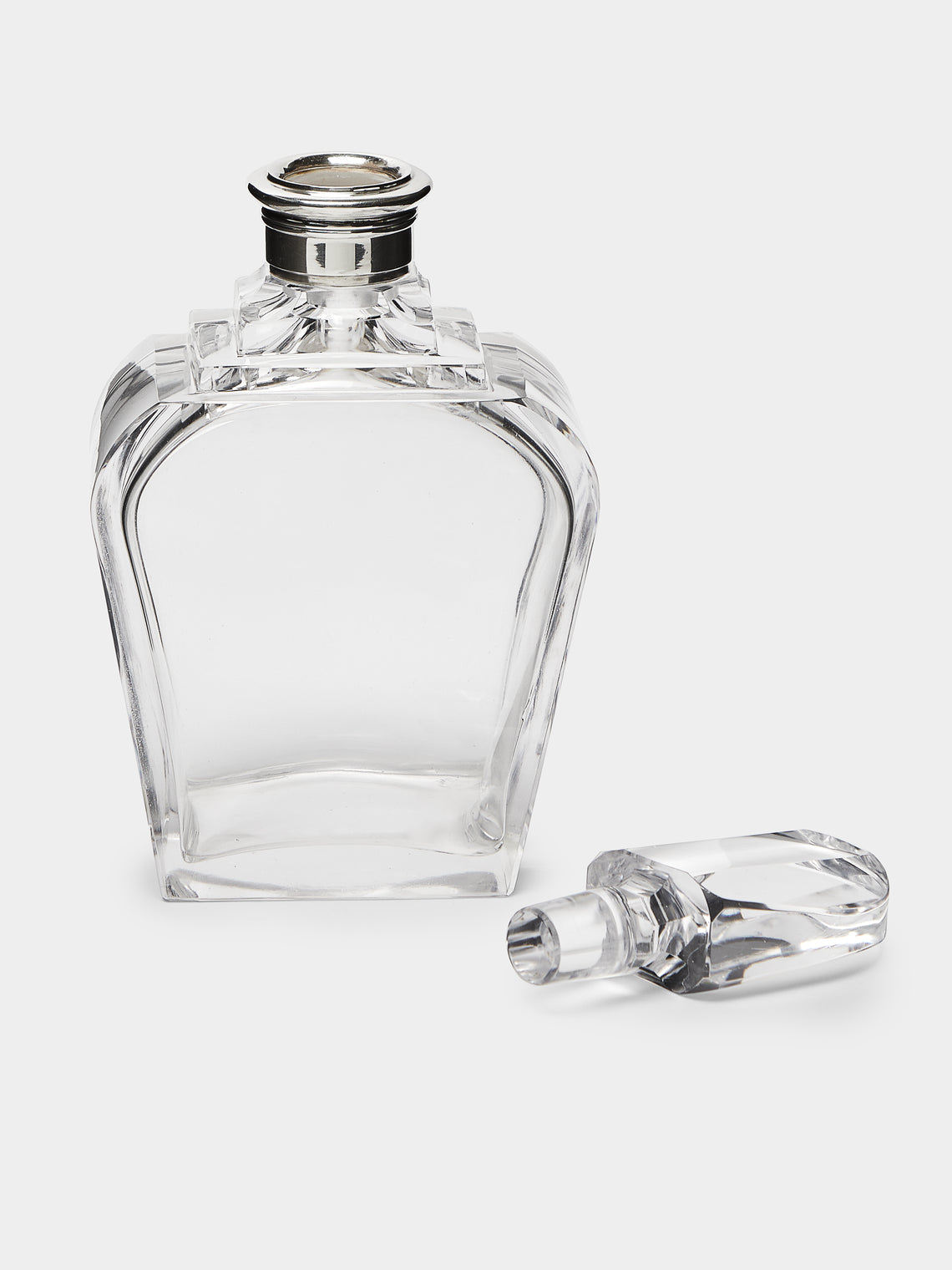 Antique and Vintage - 1930s English Art Déco Silver & Cut Glass Decanter - Clear - ABASK