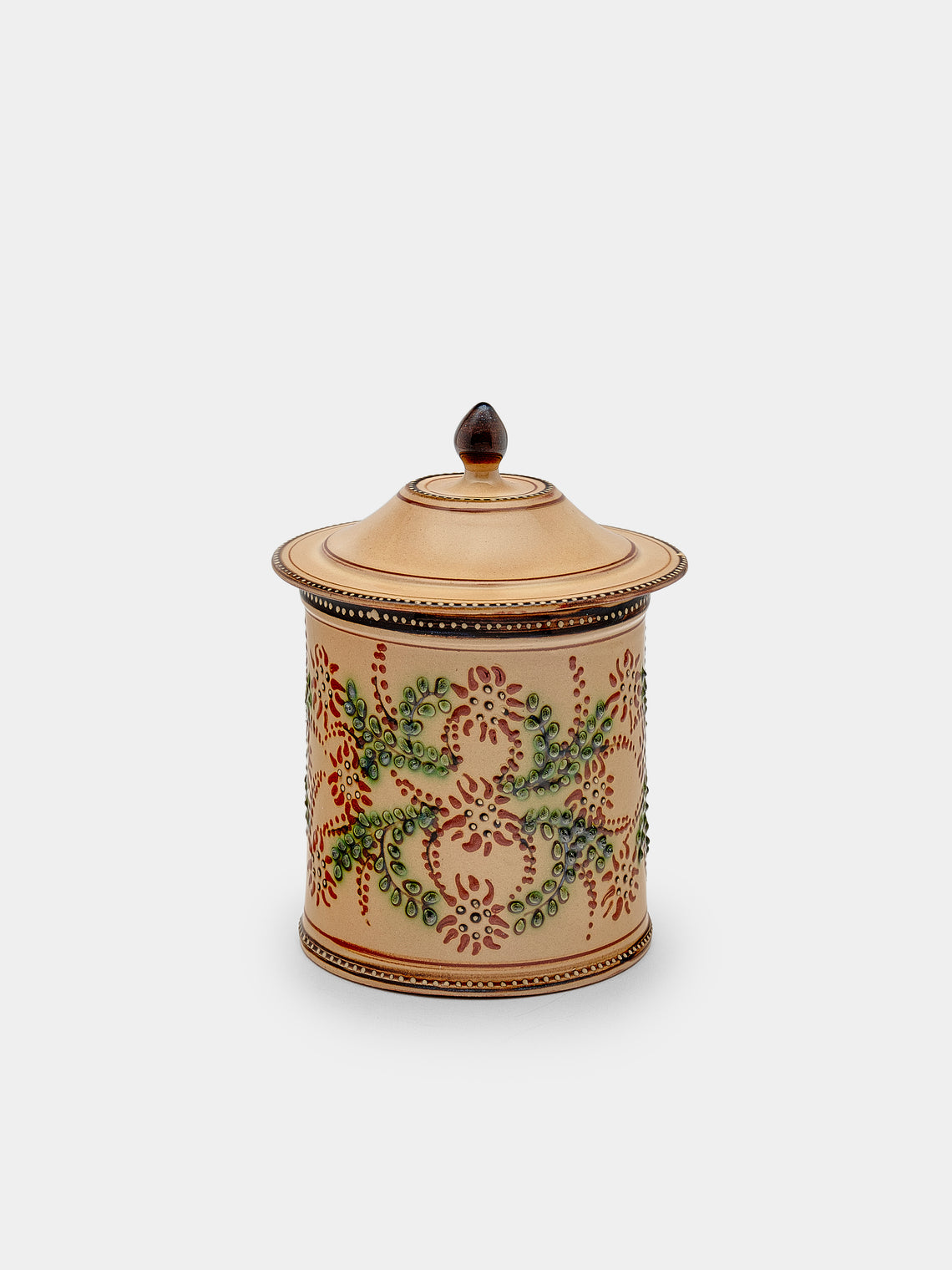 Poterie d’Évires - Flowers Hand-Painted Ceramic Small Lidded Jar - Cream - ABASK - 