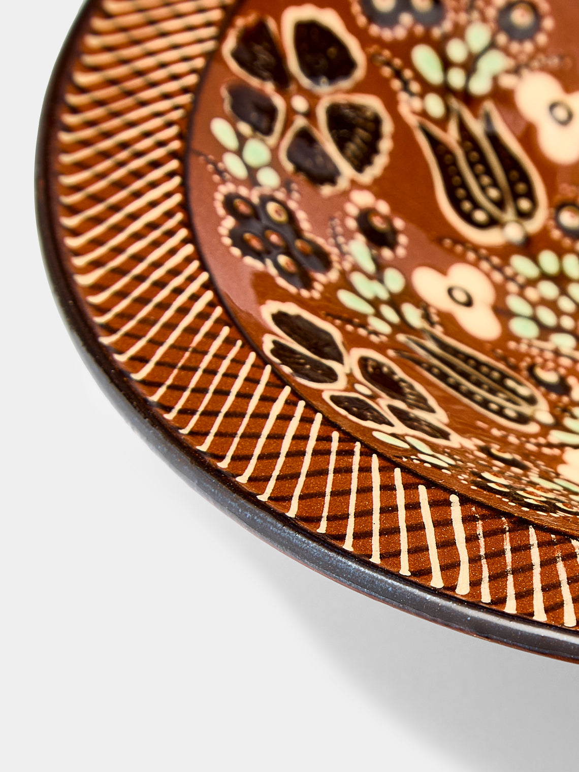 Poterie d’Évires - Flowers Hand-Painted Ceramic Large Breakfast Serving Bowl -  - ABASK
