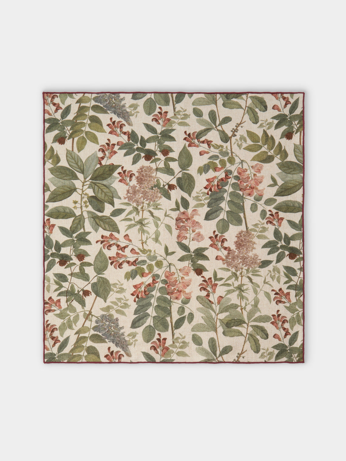 Borgo delle Tovaglie - Amalfi Sottobosco Embroidered Linen Extra Large Napkins (Set of 4) - Red - ABASK