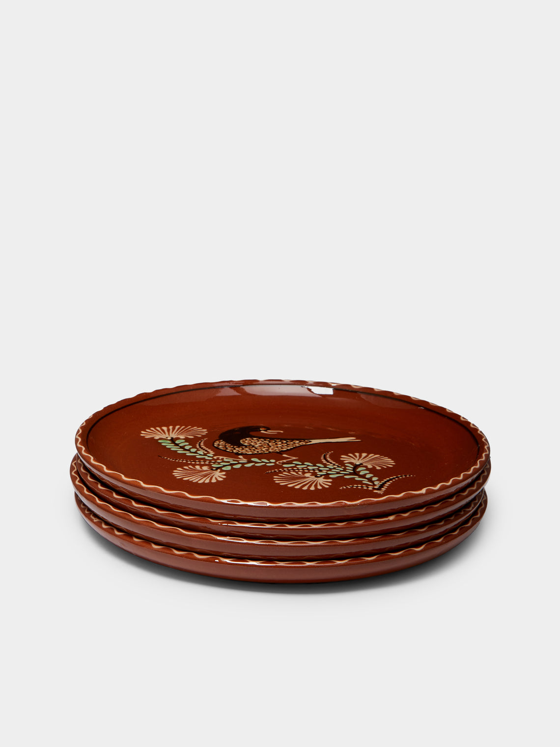 Poterie d’Évires - Birds Hand-Painted Ceramic Dinner Plates (Set of 4) -  - ABASK