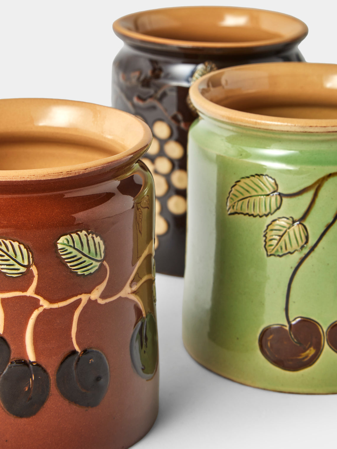 Poterie d’Évires - Fruits Hand-Painted Ceramic Jam Pots (Set of 3) - Multiple - ABASK