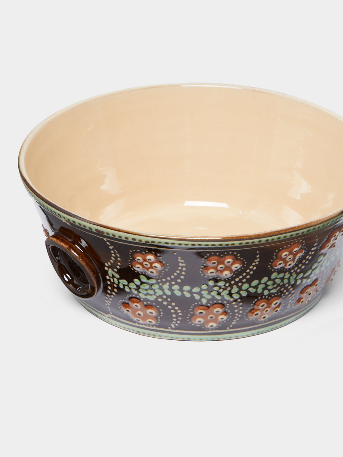 Poterie d’Évires - Flowers Hand-Painted Ceramic Handled Serving Bowl -  - ABASK