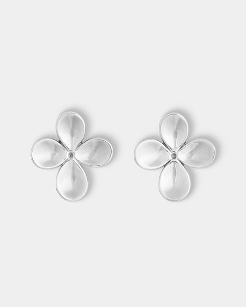 Mahnaz Collection - Women's Vintage 1987 Angela Cummings Sterling Silver Flower Clip-On Earrings - Silver - ABASK - 