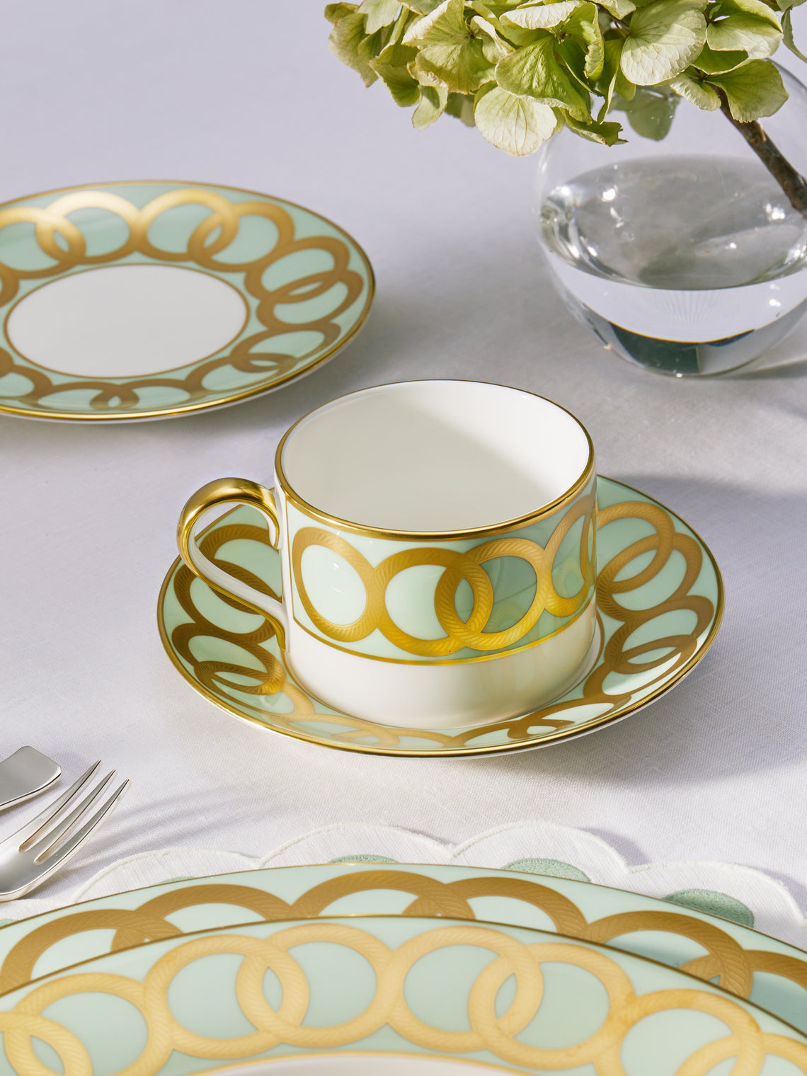 Royal Crown Derby - Riviera Dream Hand-Painted Bone China Teacup and Saucer -  - ABASK