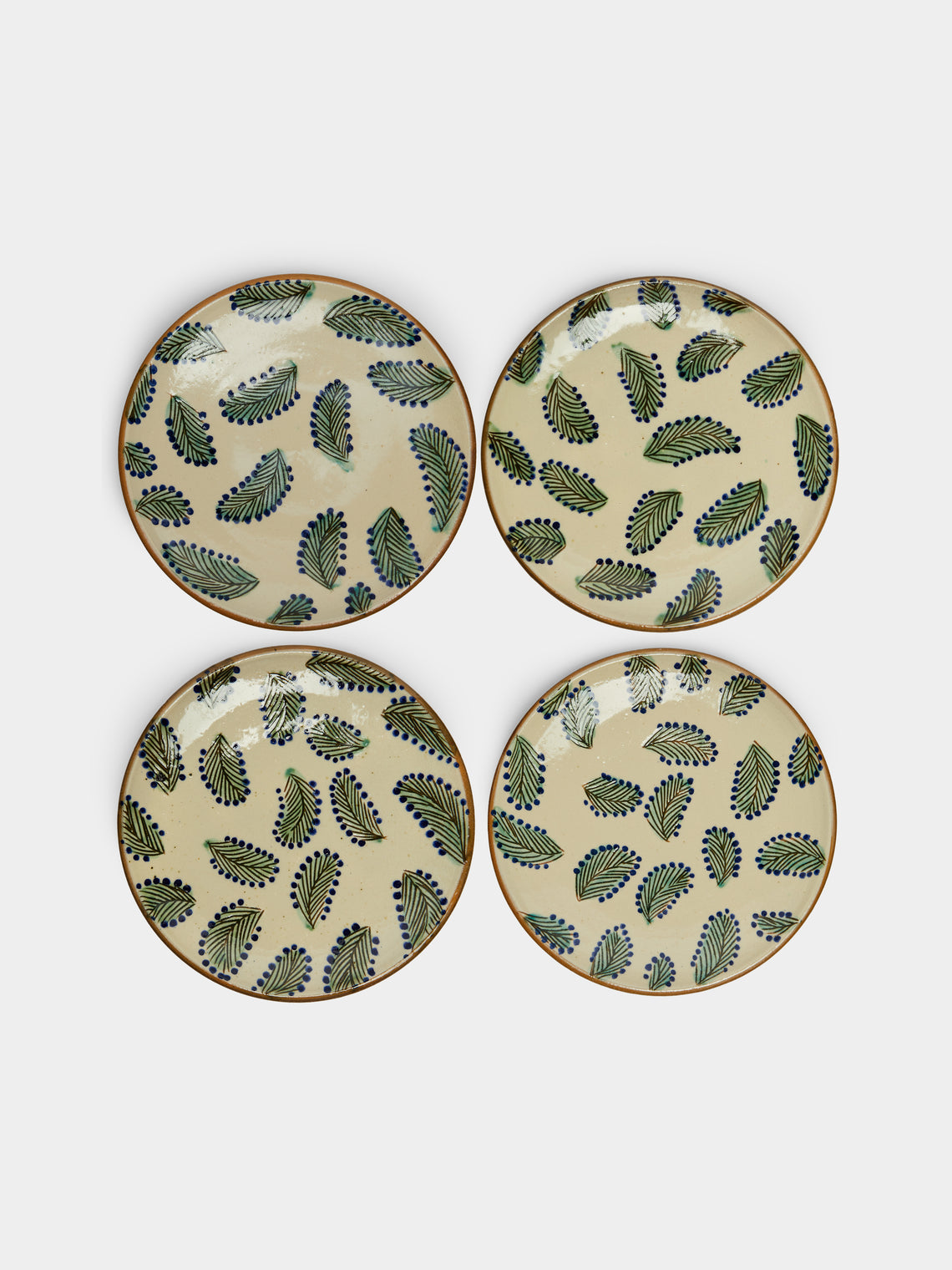 Anut Cairo - Leaves Hand-Painted Ceramic Dinner Plates (Set of 4) -  - ABASK
