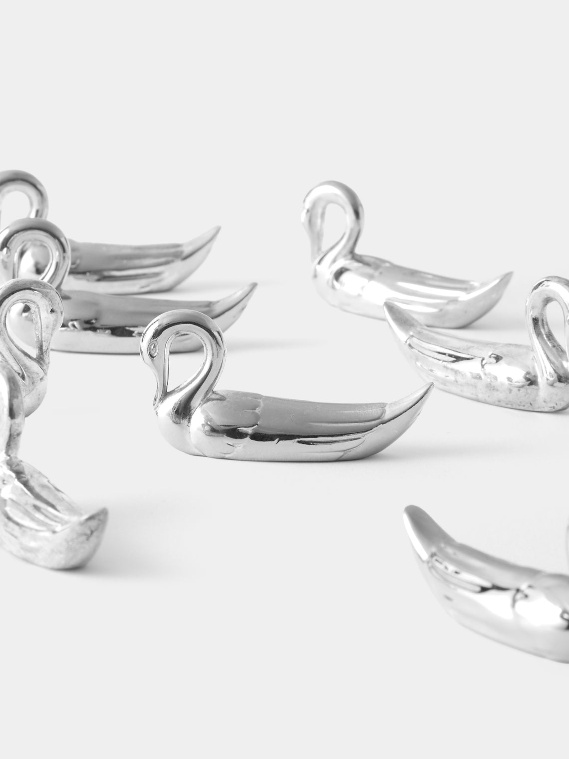 Antique and Vintage - Mid Century Silver Plated Swan Knife Rests (Set of 8) - Silver - ABASK