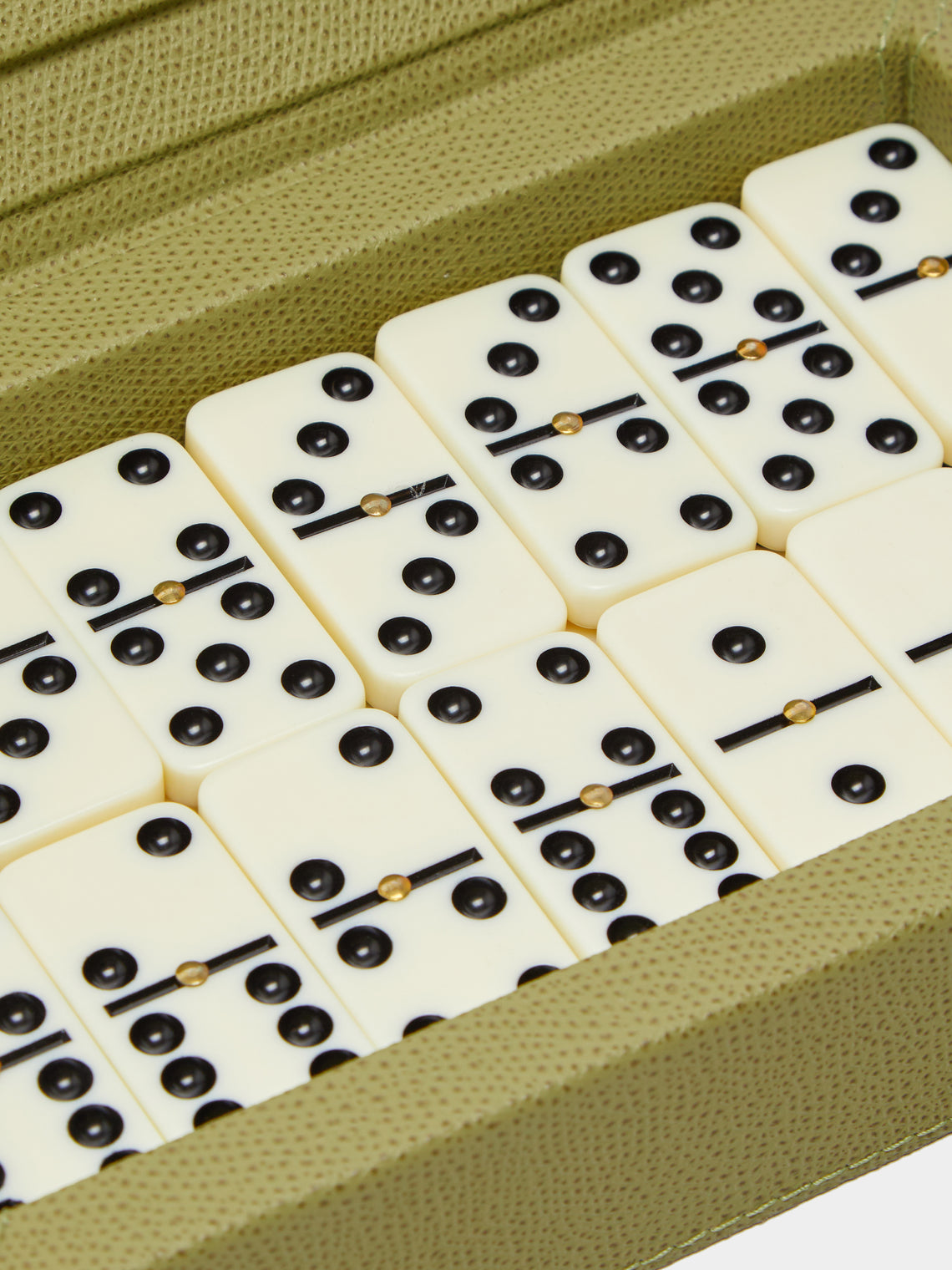 Giobagnara - Parma Leather Dominoes Set - Green - ABASK