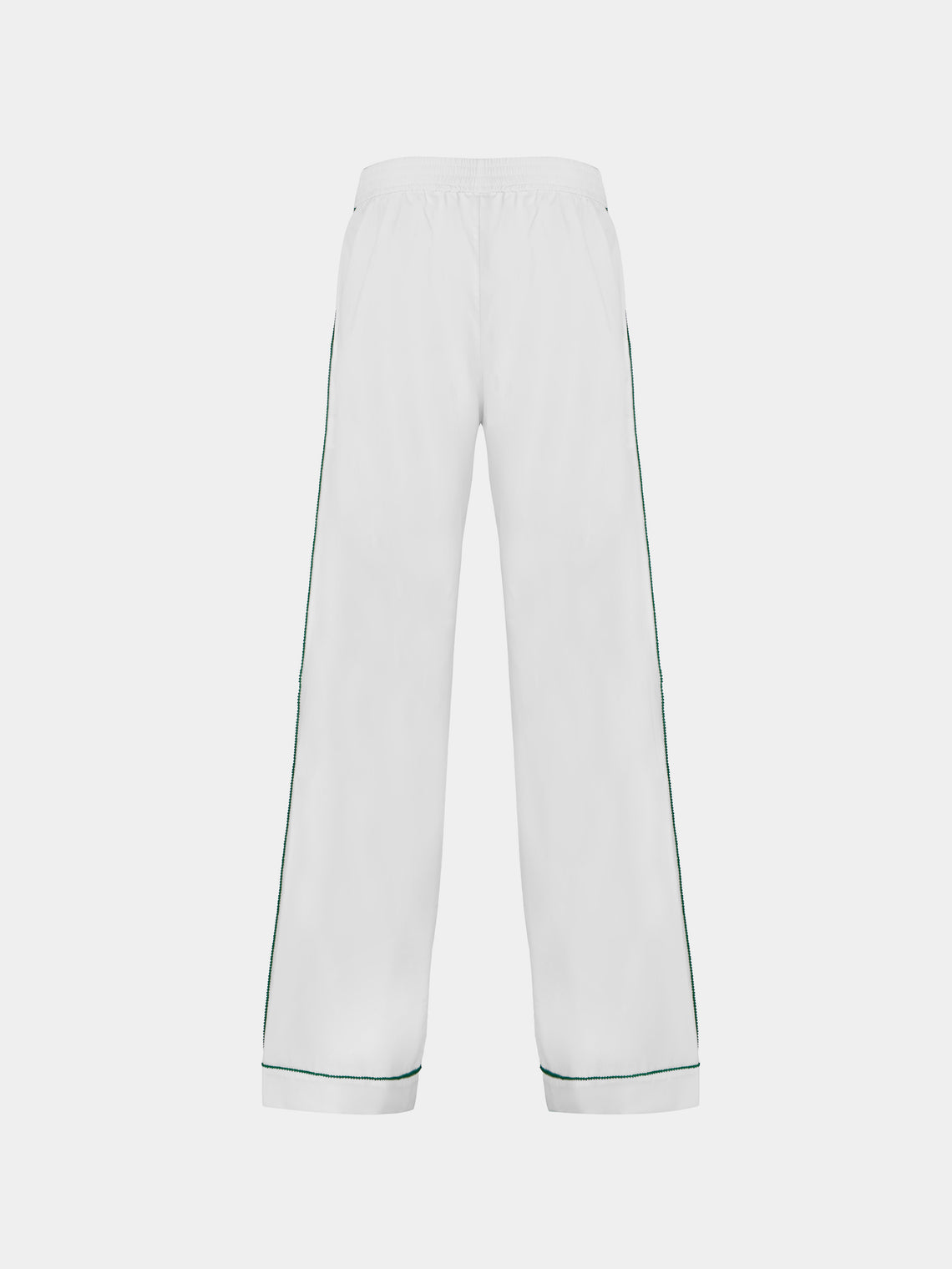 Sebline - Stitch Hand-Embroidered Cotton Pajama Trousers | Size: M - White - ABASK
