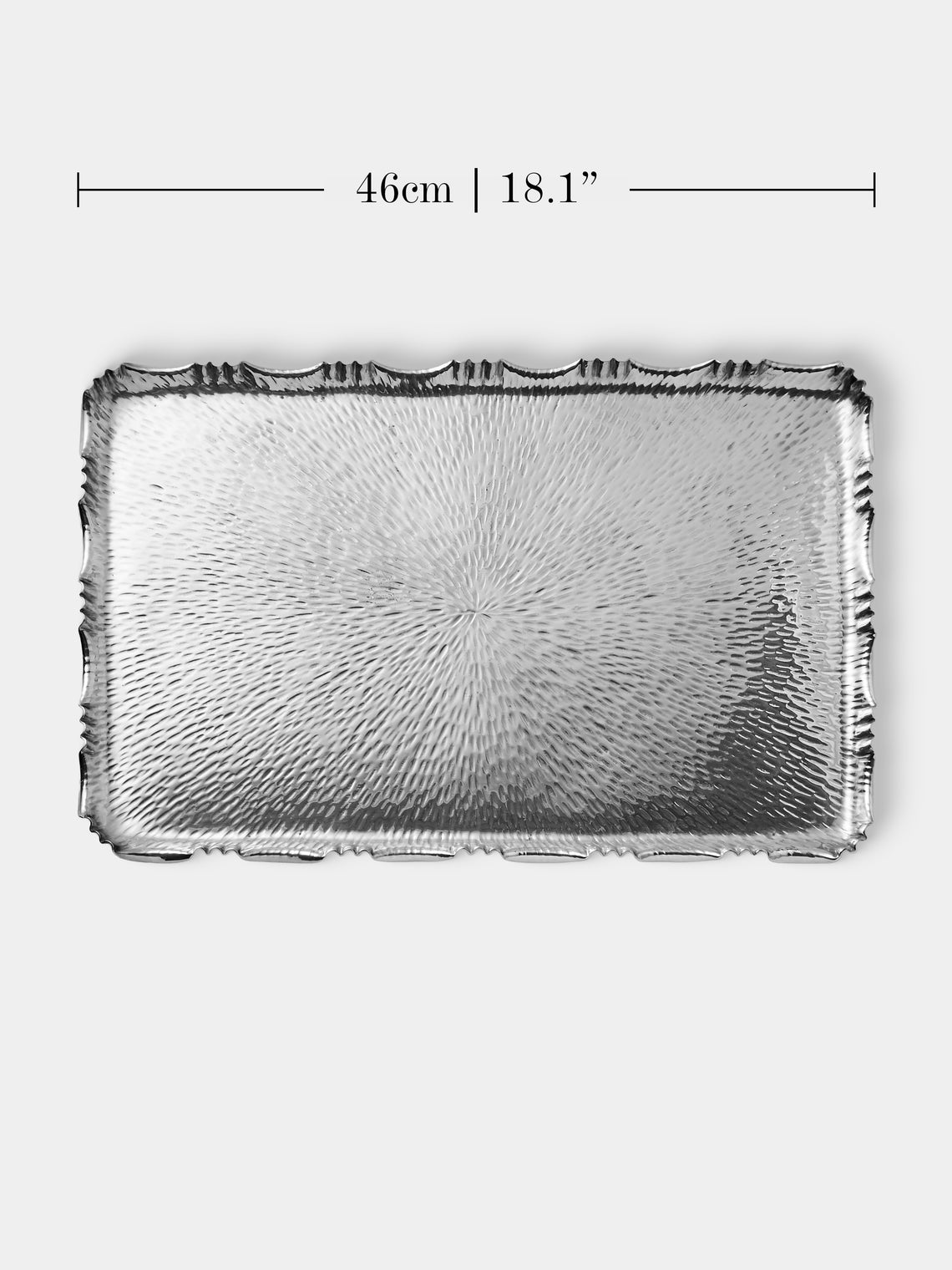 Antique and Vintage - Mid-Century Silver-Plated Scalloped Tray (18in/46cm) - Silver - ABASK
