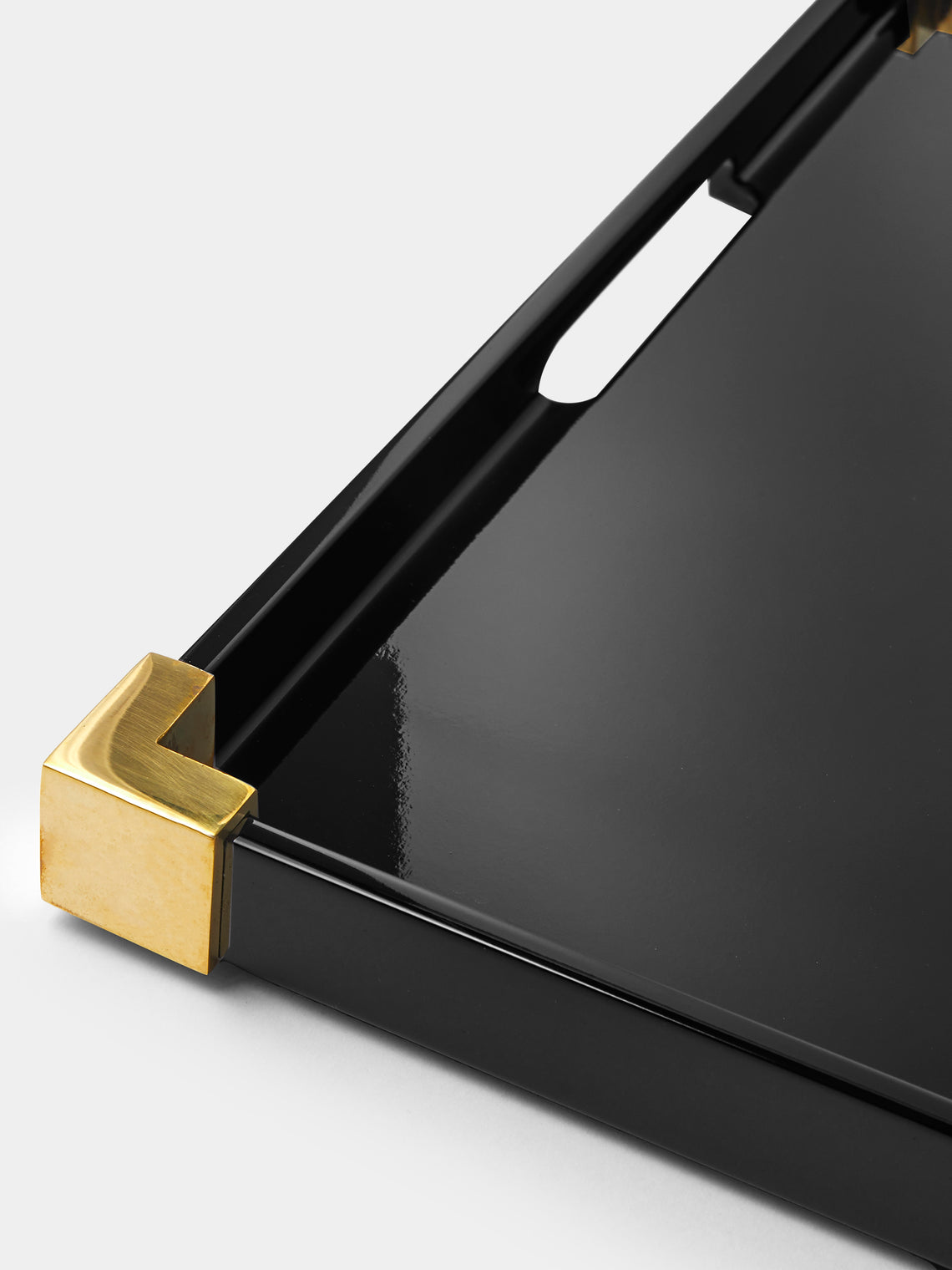 The Lacquer Company - Corners Lacquered Large Tray - Black - ABASK