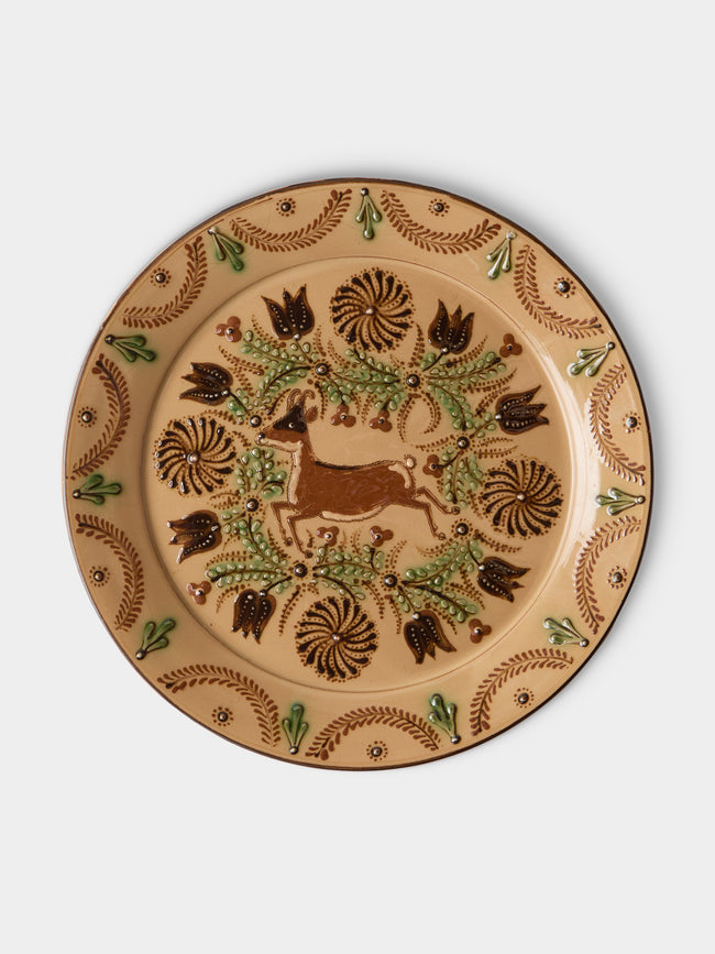 Poterie d’Évires - Goats Hand-Painted Ceramic Round Platter - Cream - ABASK - 