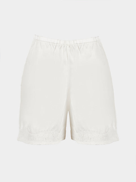Ryan Roche - Silk Mini Shorts | Size: S - Ivory - ABASK - 