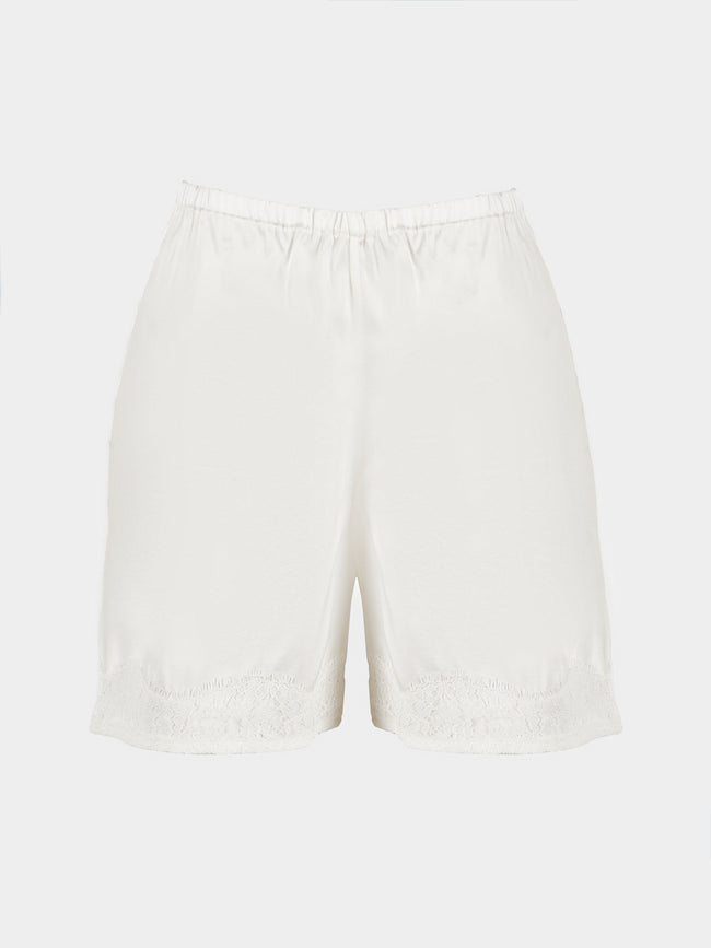 Ryan Roche - Silk Mini Shorts | Size: S - Ivory - ABASK - 