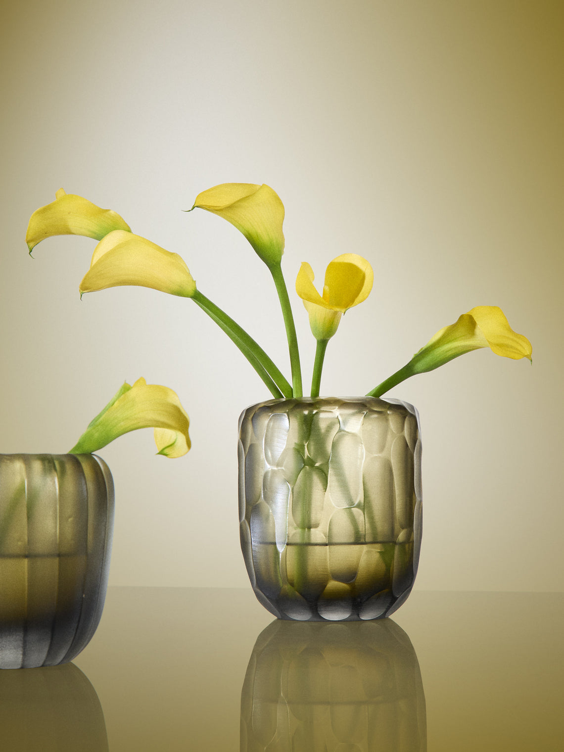 Micheluzzi Glass - Rullo Laguna Bamboo Hand-Blown Murano Glass Vase (6in/16cm) - Green - ABASK