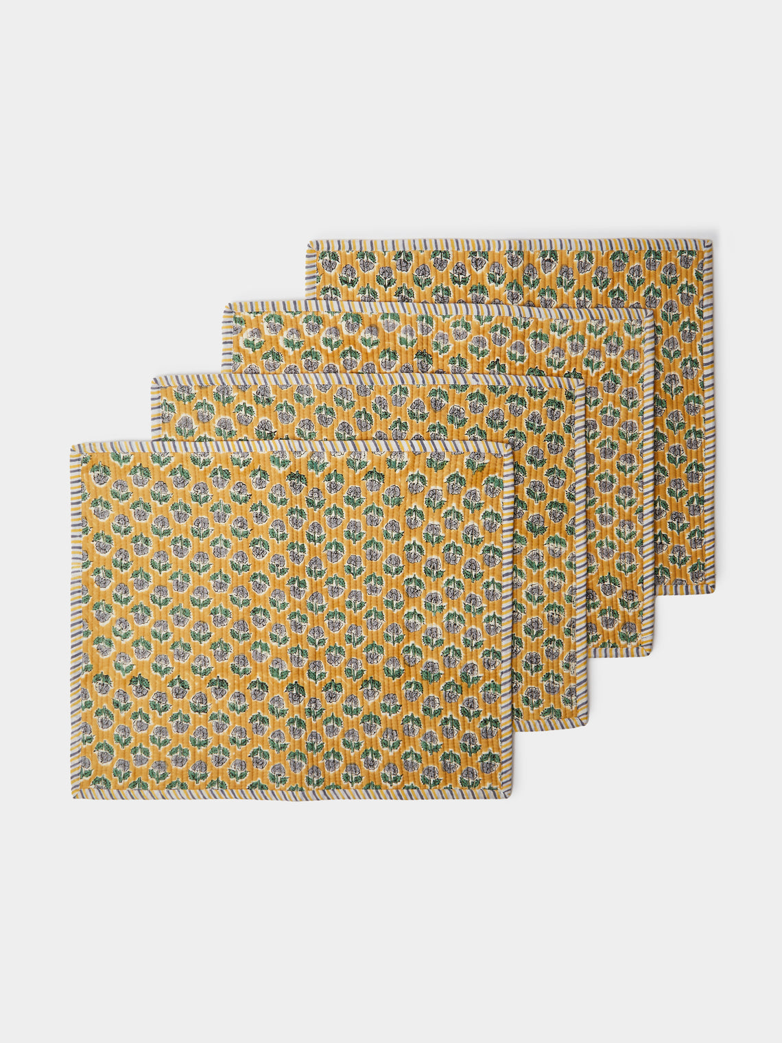 The Table Love - The Breakfast Hand-Printed Cotton Reversible Placemats (Set of 4) -  - ABASK