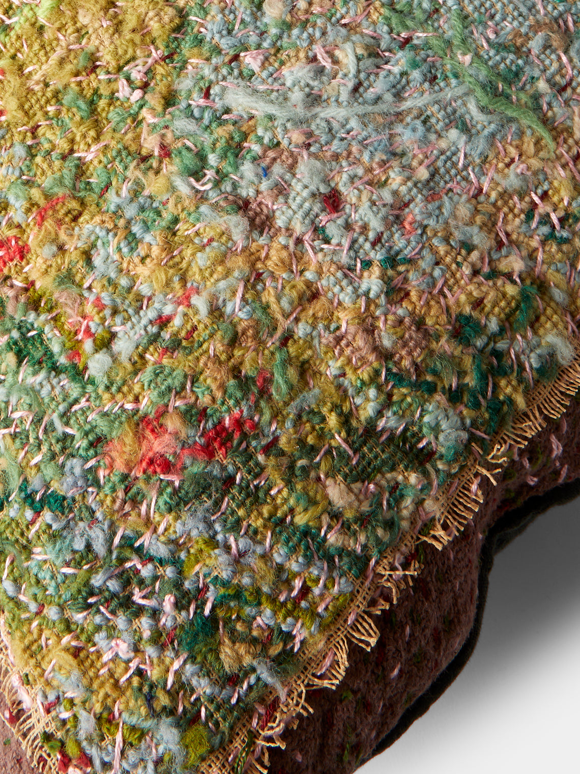 By Walid - 1910s Needlepoint Wool, Linen and Cotton Cushion (25.5in/65cm) - Multiple - ABASK