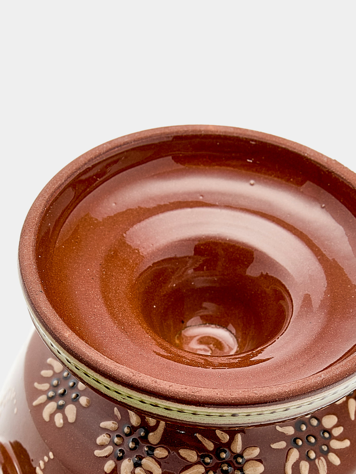 Poterie d’Évires - Flowers Hand-Painted Ceramic Small Raised Bowl - Light brown - ABASK