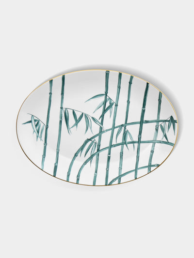 Marie Daage - Jardin d'Arashiyama Hand-Painted Porcelain Oval Platter - White - ABASK - 