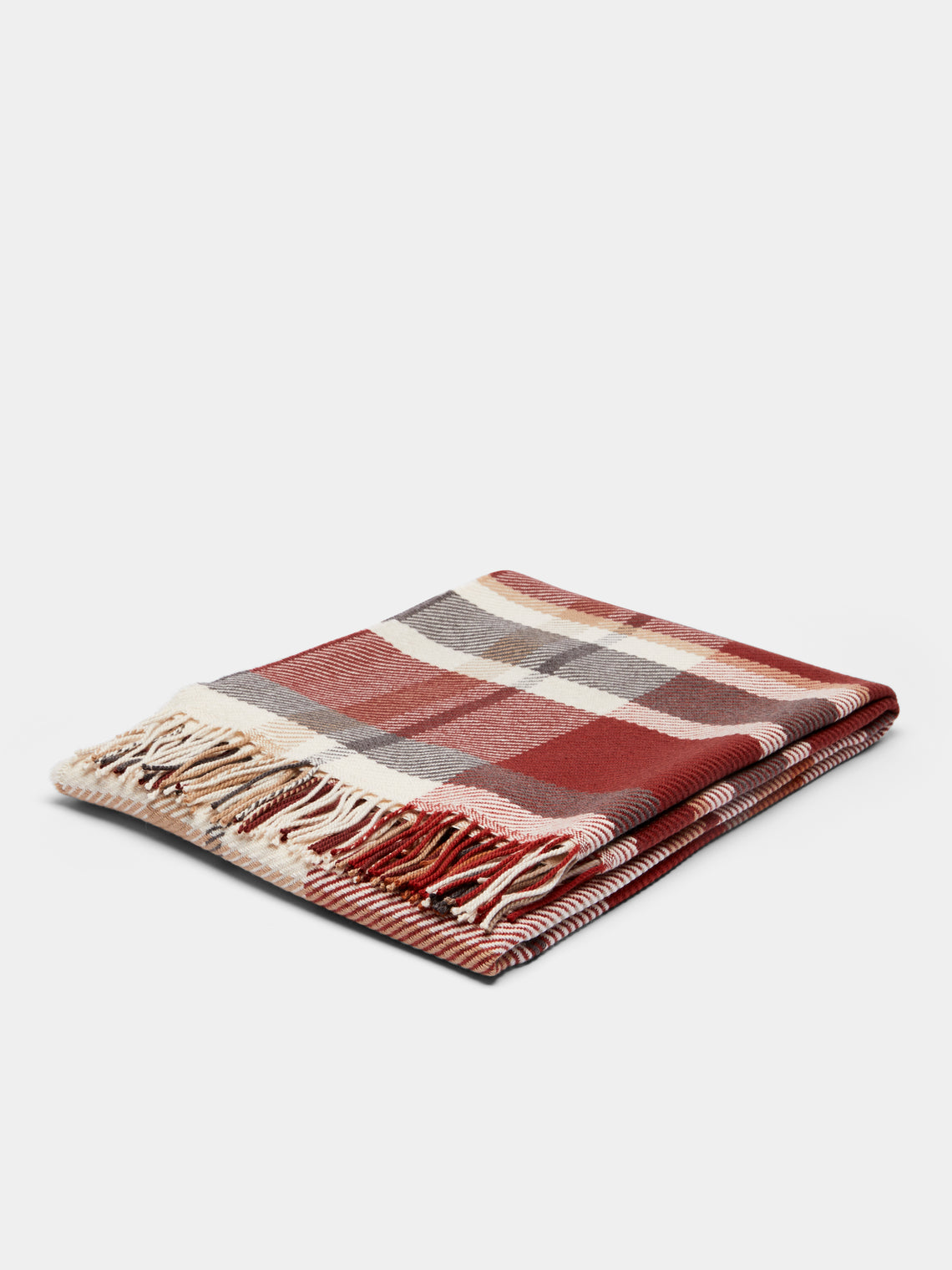 Johnstons of Elgin - Lofty Check Merino Wool Throw (75in/1.9m) - Multiple - ABASK