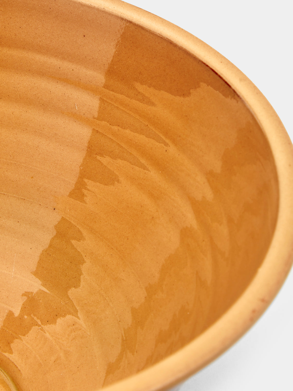 Poterie d’Évires - Flowers Hand-Painted Ceramic Large Serving Bowl - Light brown - ABASK