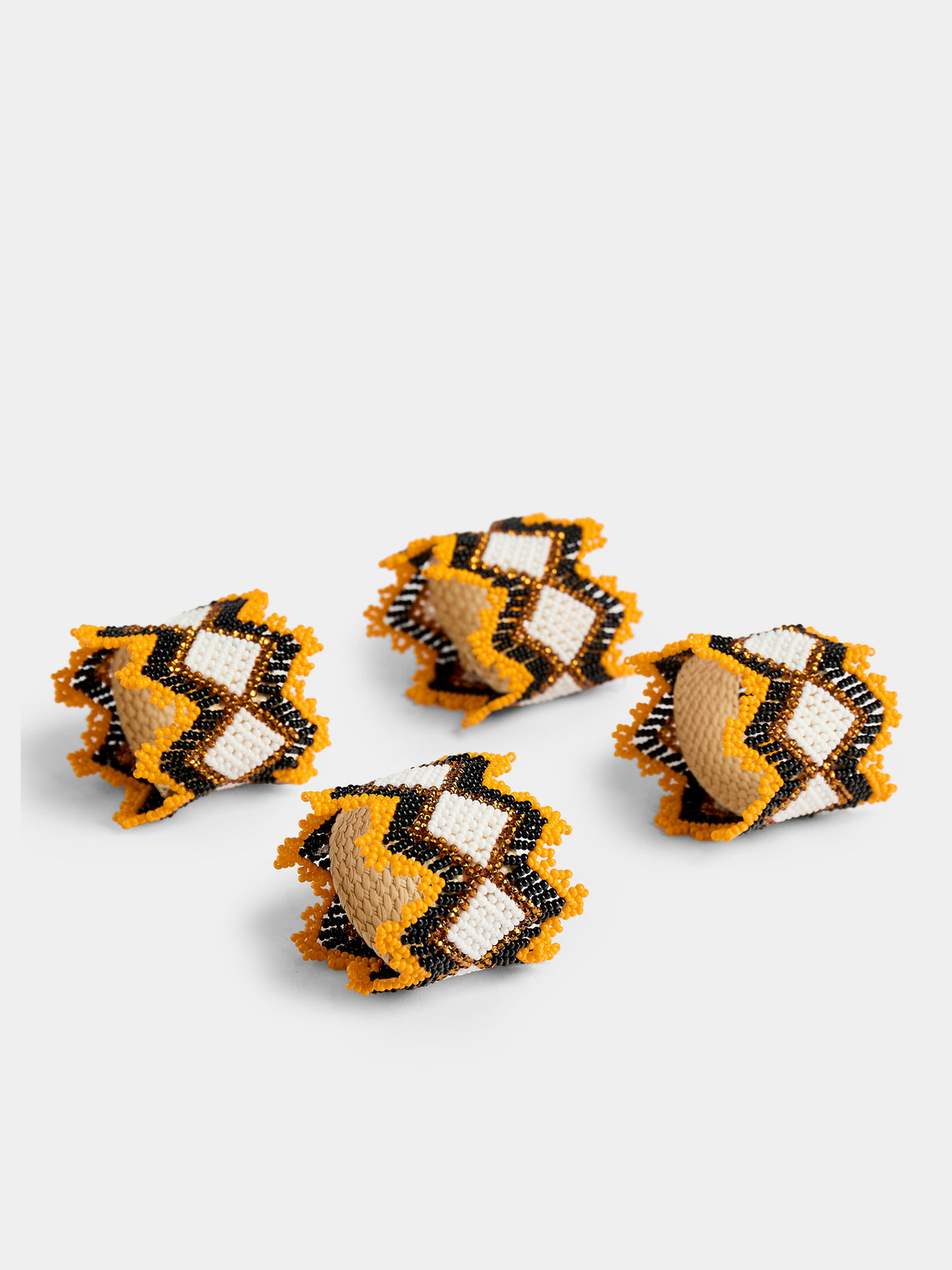 CasaLatina - Beaded Napkin Rings (Set of 4) - Yellow - ABASK