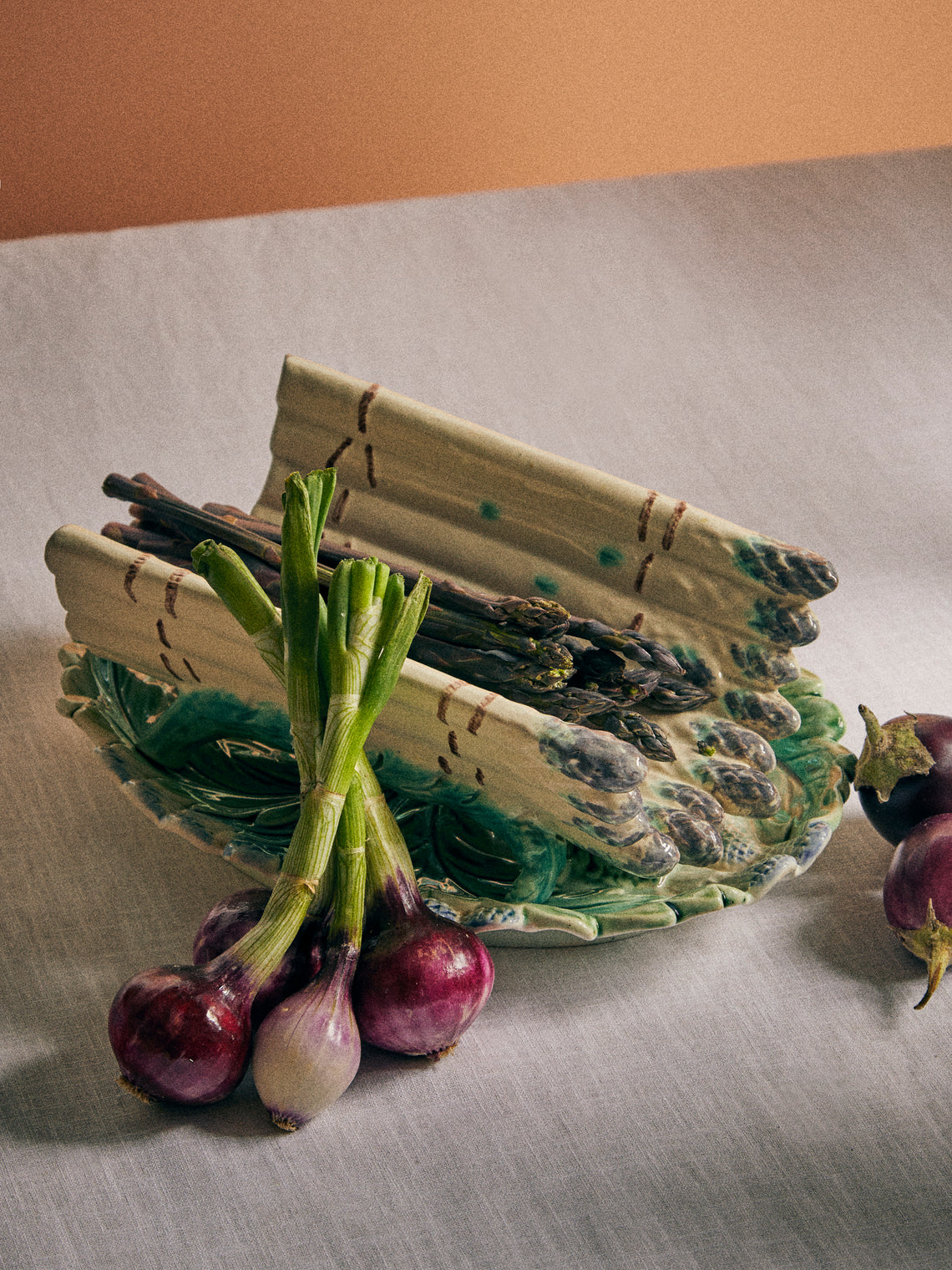 Antique and Vintage - 1900s Ceramic Asparagus Platter - Cream - ABASK