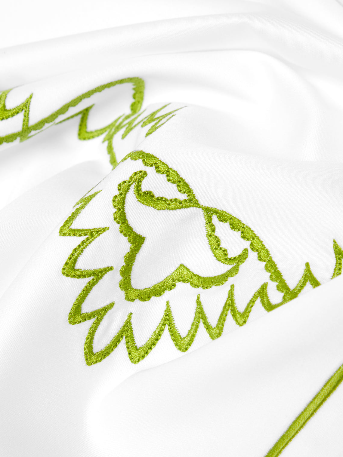 Loretta Caponi - Art Decò Hand-Embroidered Cotton King-Size Pillowcases (Set of 2) - White - ABASK