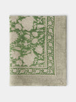 Chamois - Parrot Block-Printed Linen Rectangular Tablecloth (138in/3.5m) - Green - ABASK - 