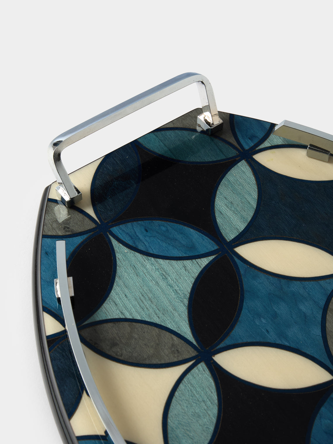 Mastellone Giuseppe - Wood Inlay Tray (12.5in/32cm) - Blue - ABASK