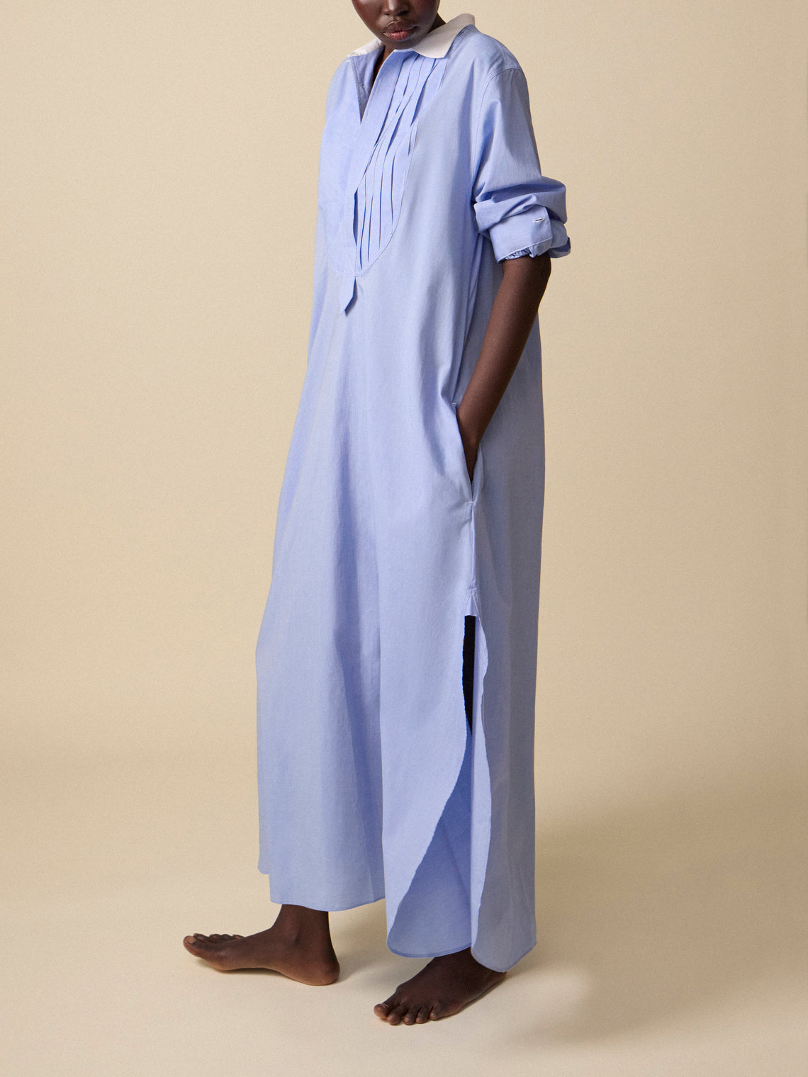 Sebline - Women's Painter’s Cotton Shirt Dress | Size: S - Light pink - ABASK