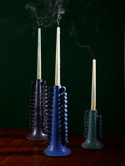 Perla Valtierra - Ribete Hand-Glazed Ceramic Large Candle Holder -  - ABASK