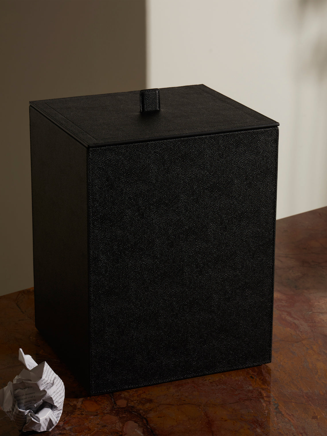 Giobagnara - Walter Leather Wastepaper Bin - Black - ABASK