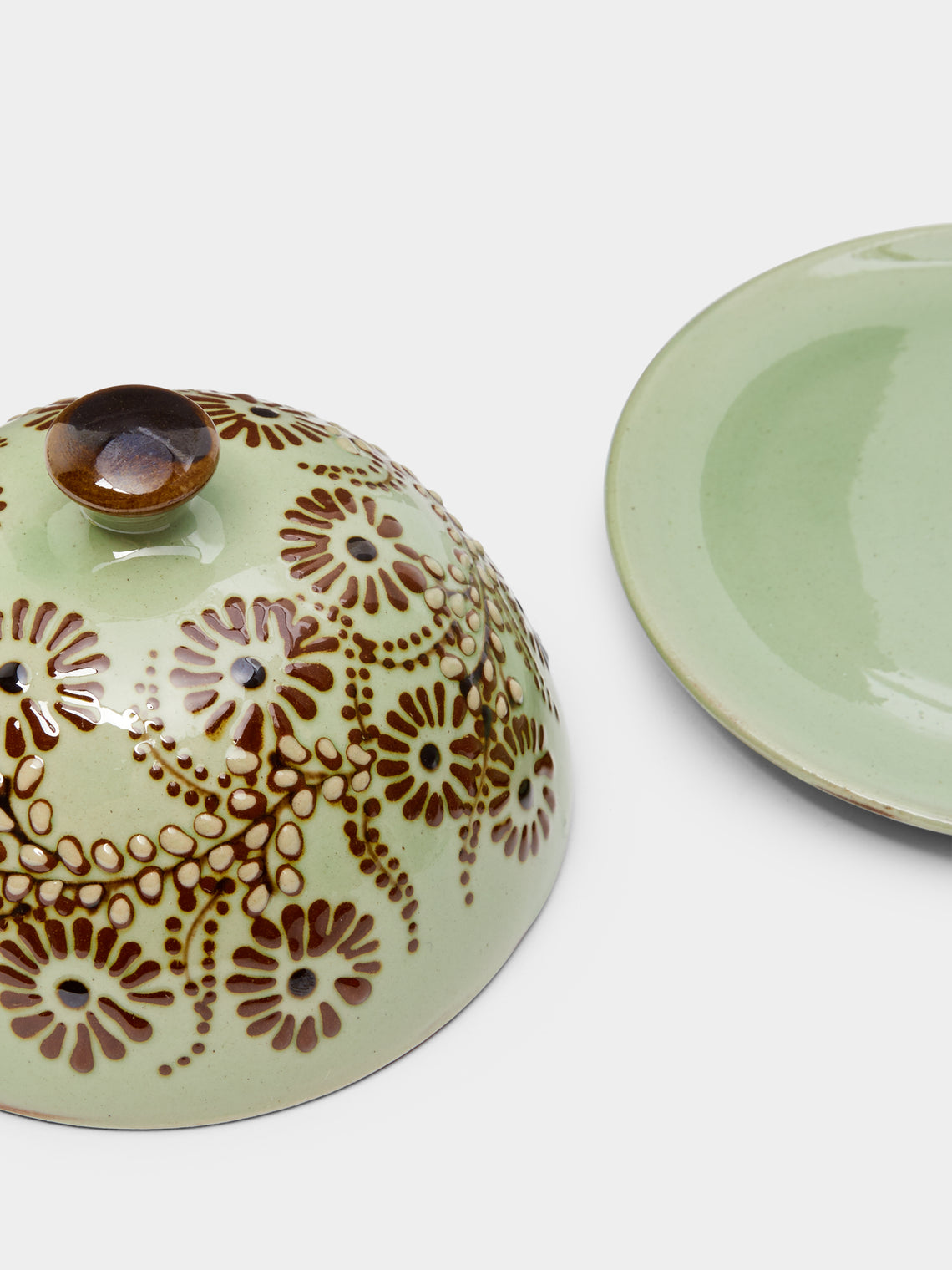 Poterie d’Évires - Flowers Hand-Painted Ceramic Small Butter Dish -  - ABASK
