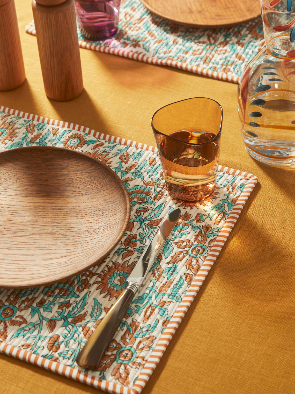 The Table Love - The Breakfast Hand-Printed Cotton Reversible Placemats (Set of 4) -  - ABASK