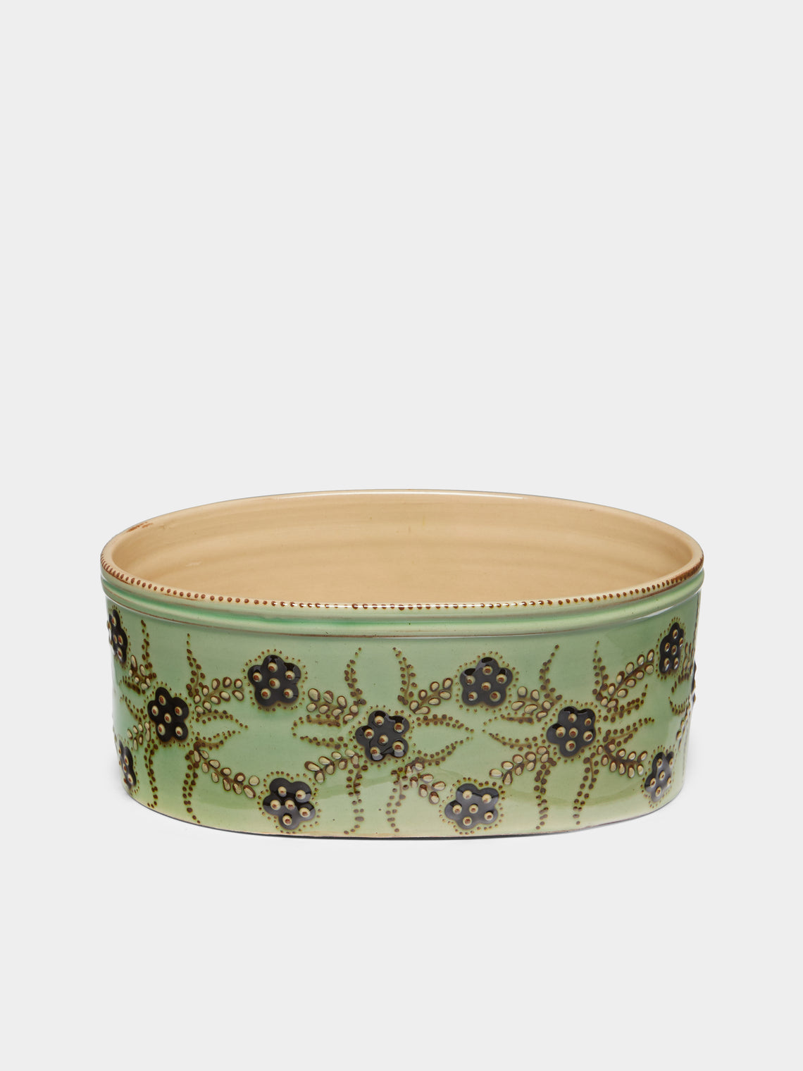 Poterie d’Évires - Flowers Hand-Painted Ceramic Oval Serving Dish -  - ABASK - 