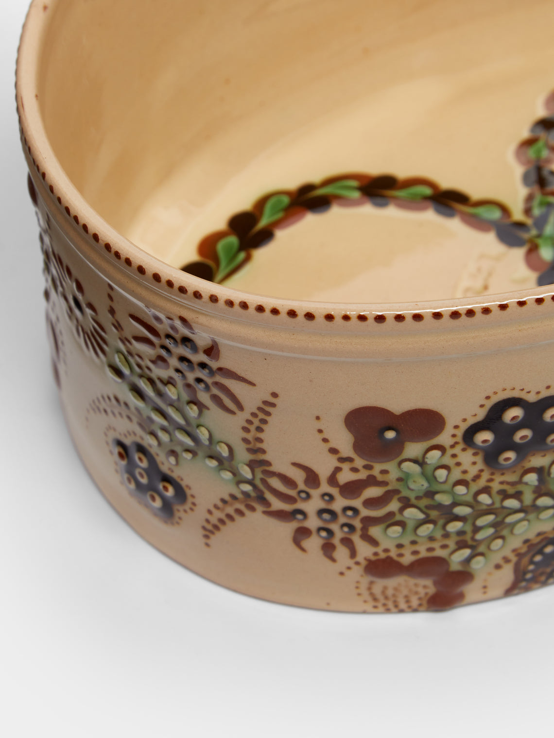 Poterie d’Évires - Flowers Hand-Painted Ceramic Oval Serving Dish -  - ABASK