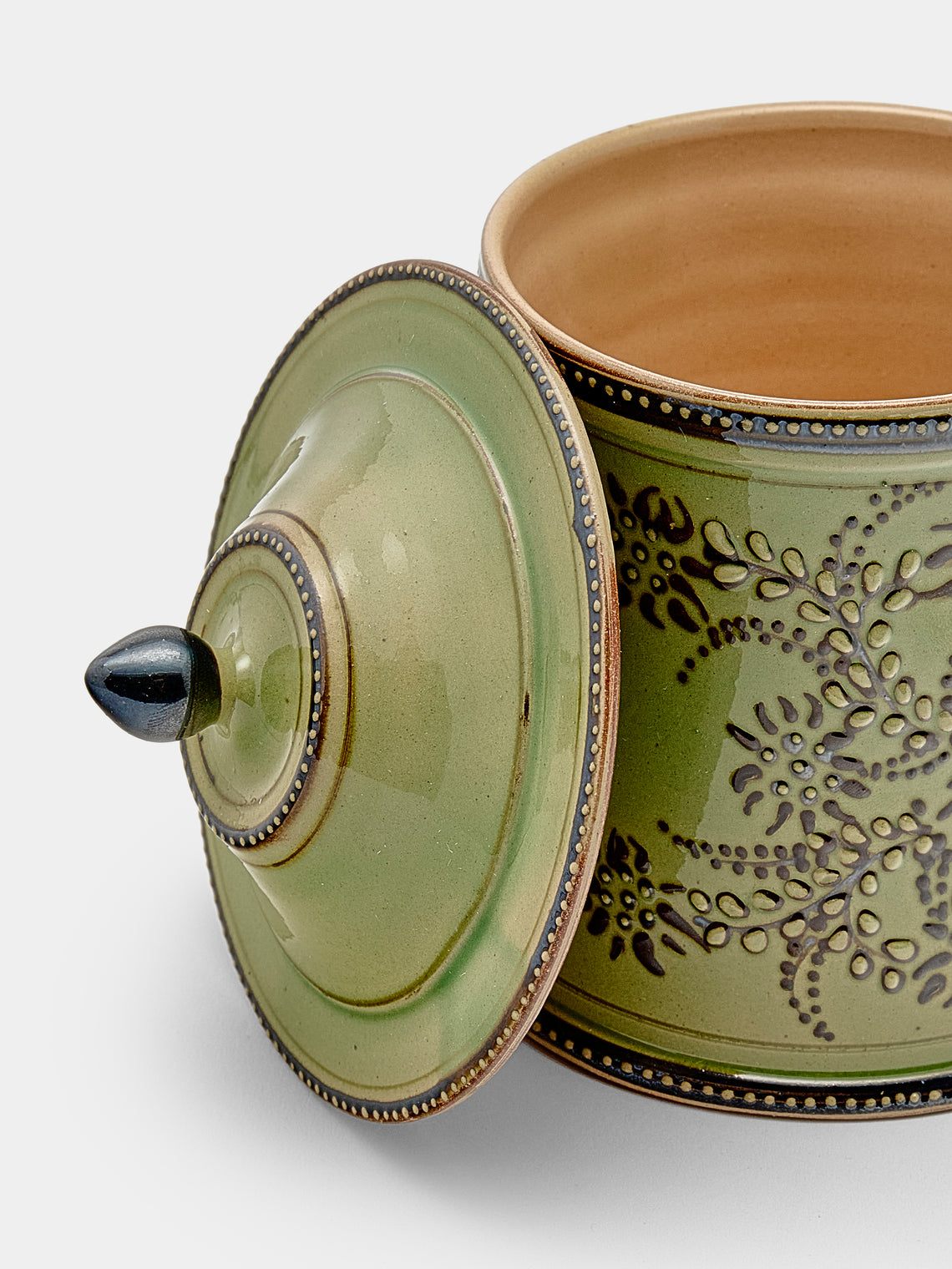Poterie d’Évires - Flowers Hand-Painted Ceramic Small Lidded Jar - Green - ABASK