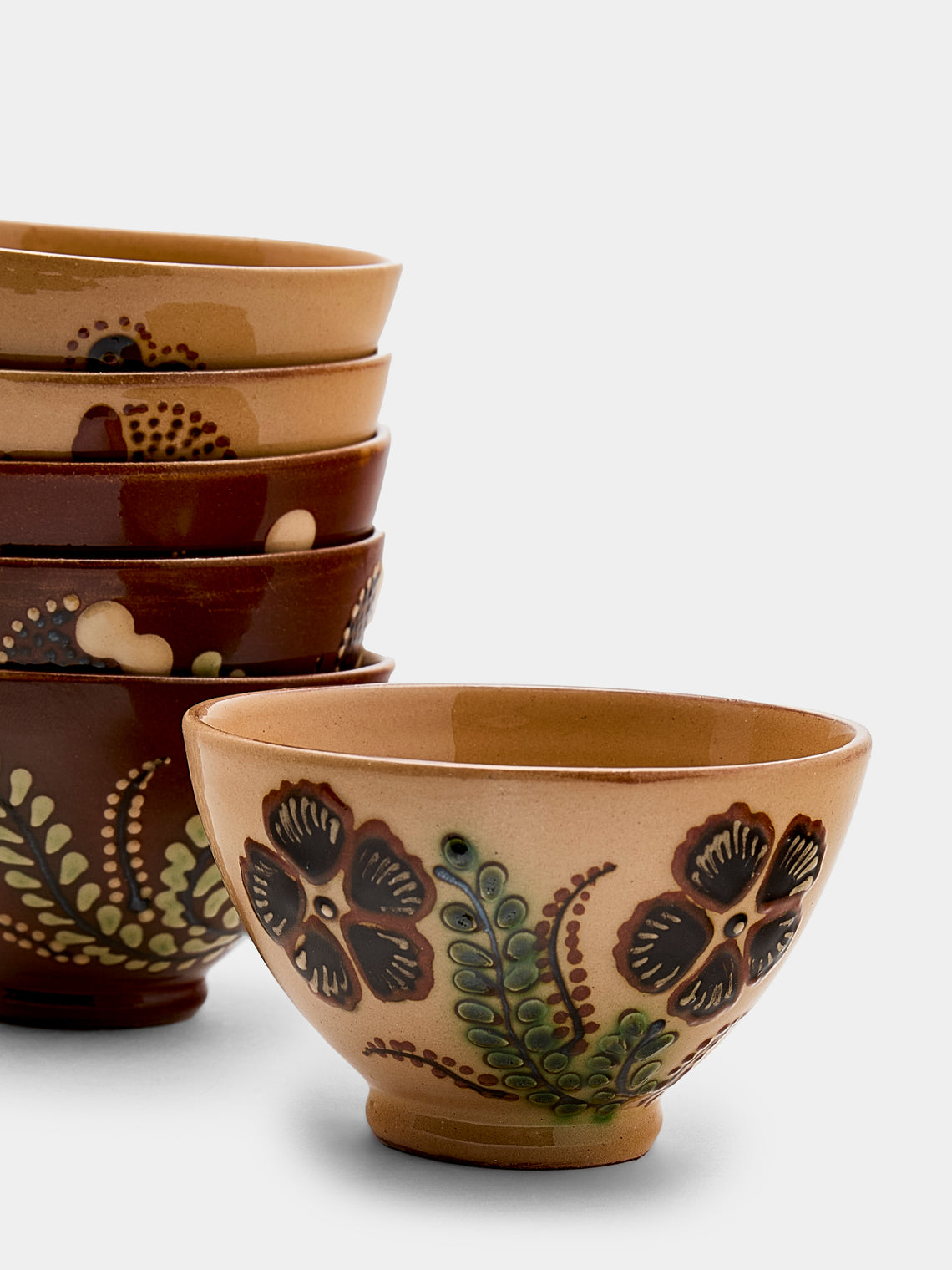 Poterie d’Évires - Flowers Hand-Painted Ceramic Petit Bowls (Set of 6) - Multiple - ABASK