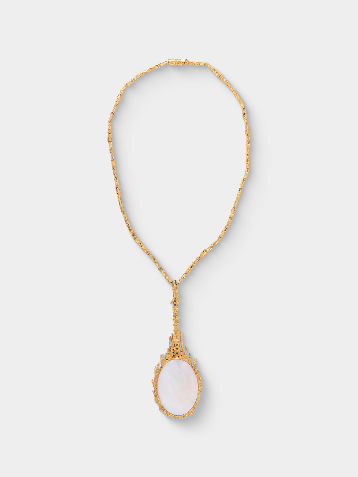 Mahnaz Collection - Vintage 1970 14-Karat Gold, Diamond and Opal Organic Necklace - Green - ABASK
