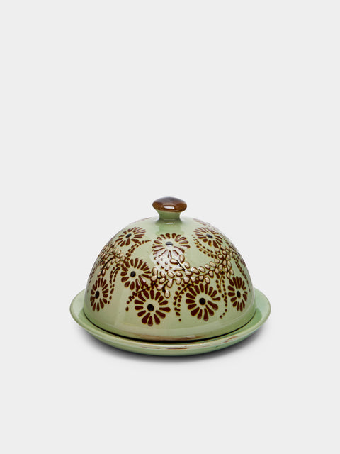 Poterie d’Évires - Flowers Hand-Painted Ceramic Small Butter Dish -  - ABASK - 