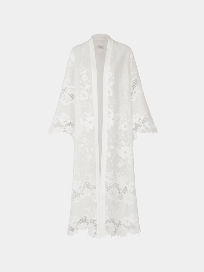 Loretta Caponi - Ansedonia Embroidered Cotton Robe | Size: S - White - ABASK - 