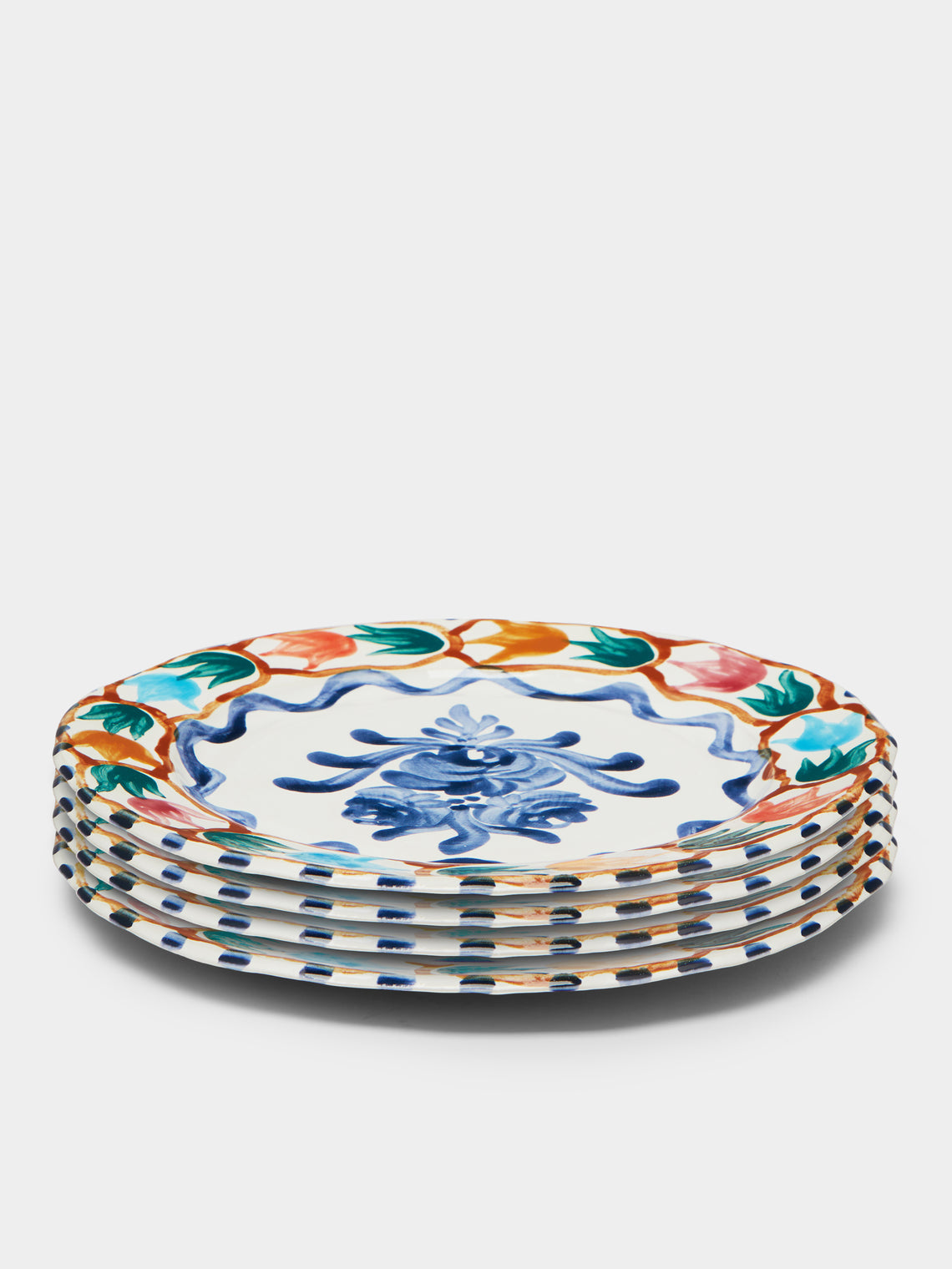 Zsuzsanna Nyul - Hand-Painted Ceramic Dinner Plates (Set of 4) -  - ABASK