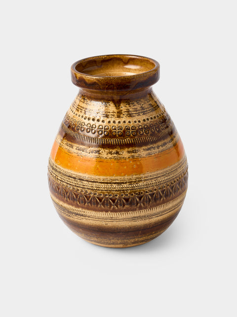 Antique and Vintage - 1970s Bitossi Ceramiche Sahara Ceramic Vase (8in/21cm) - Brown - ABASK - 
