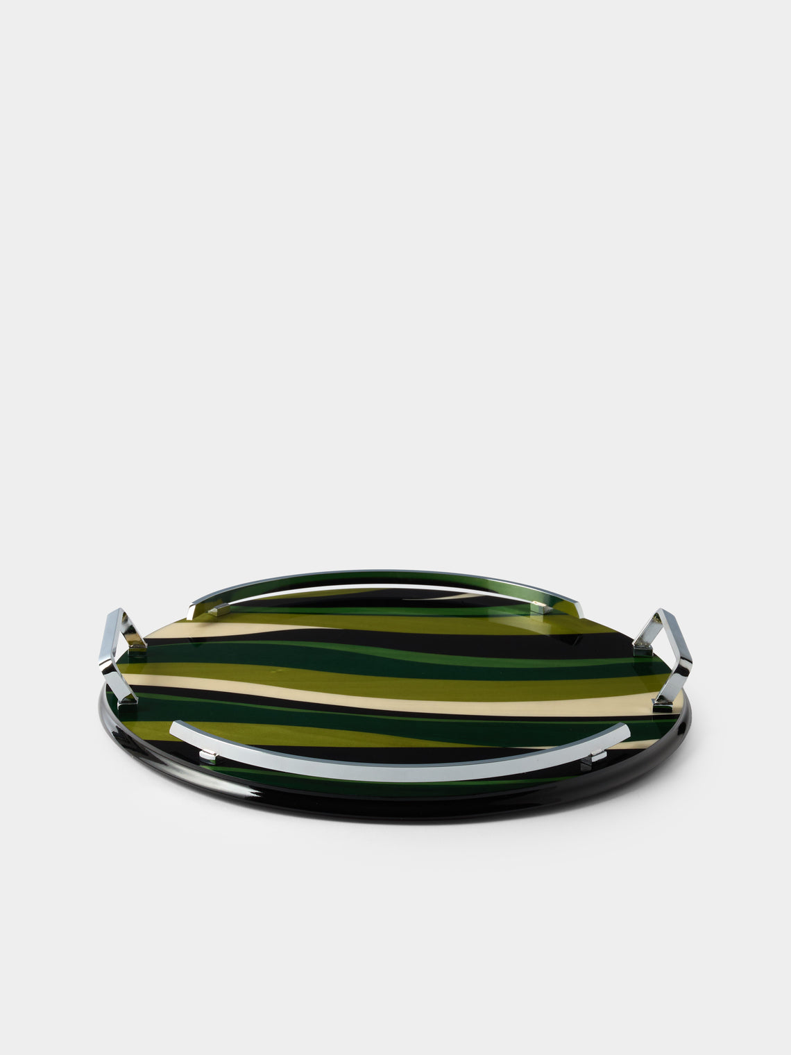 Mastellone Giuseppe - Wood Inlay Tray (12.5in/32cm) - Green - ABASK