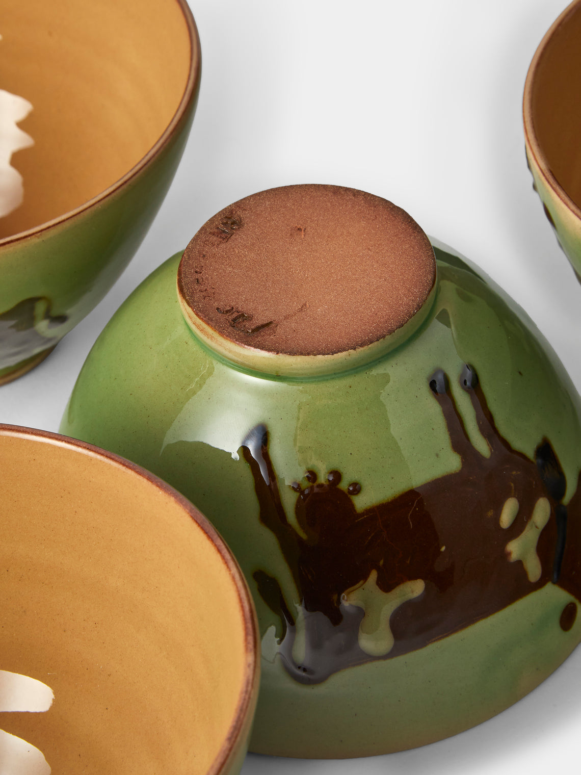 Poterie d’Évires - Cows Hand-Painted Ceramic Small Bowls (Set of 4) - Green - ABASK