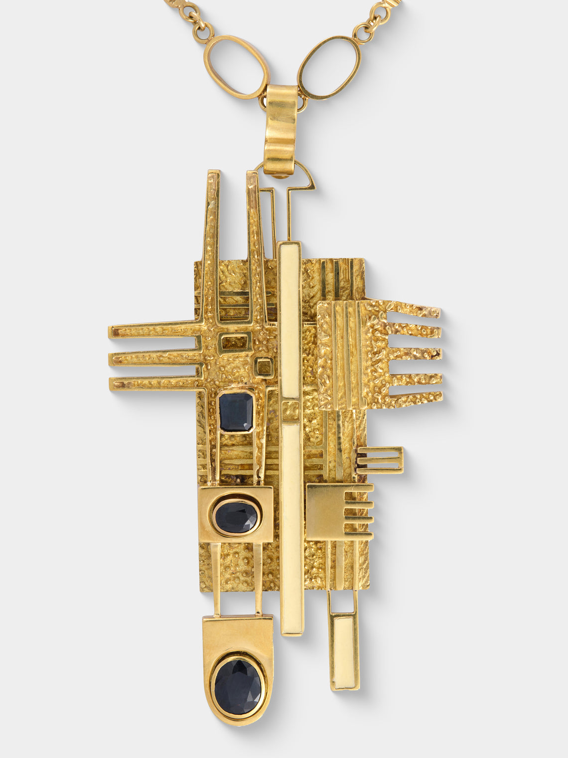 Mahnaz Collection - Vintage 1975 Giorgio Facchini 18-Karat Gold, Sapphire and White Enamel Necklace - Gold - ABASK
