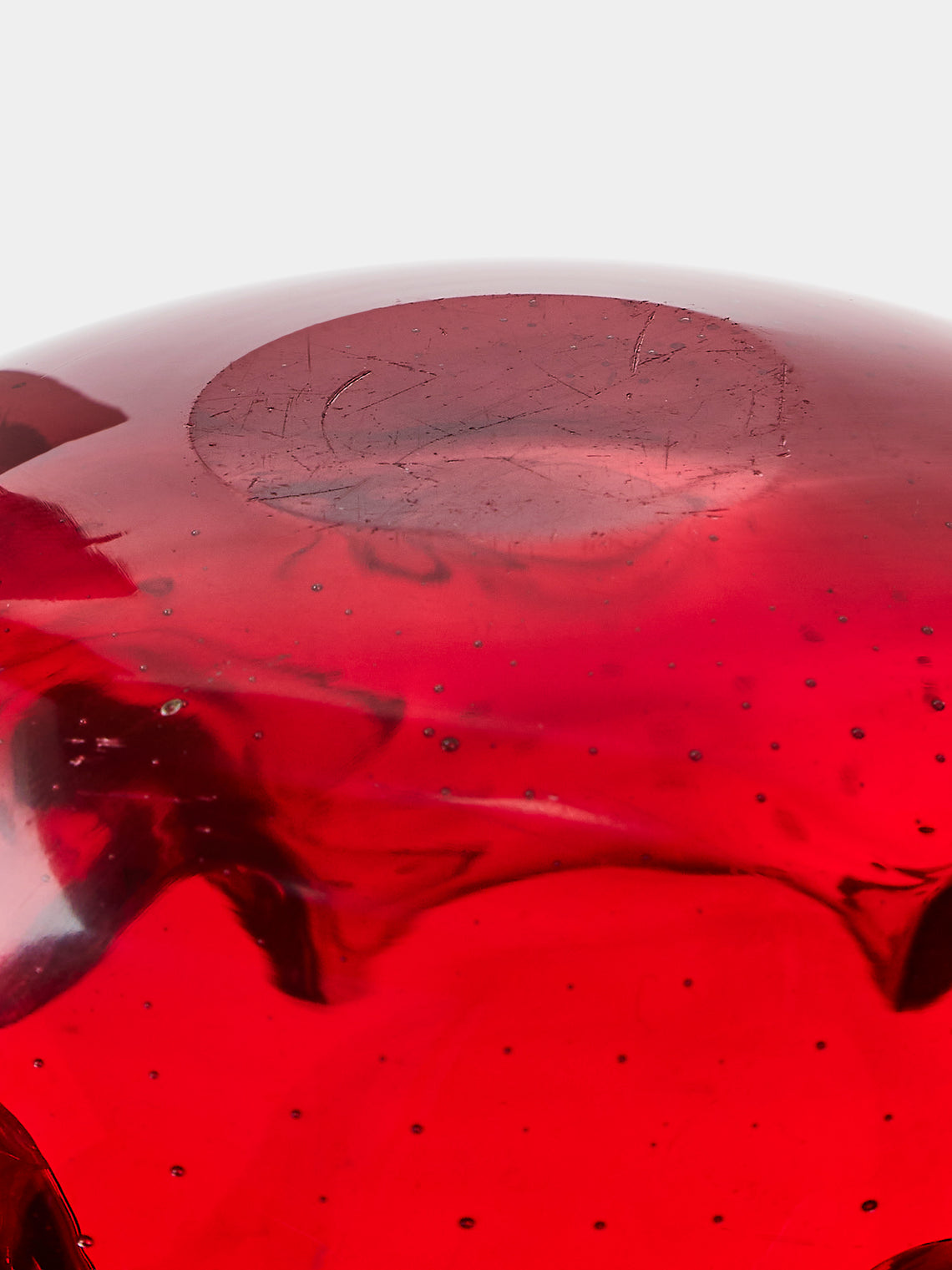 Antique and Vintage - Mid-Century Glass Ashtray - Red - ABASK