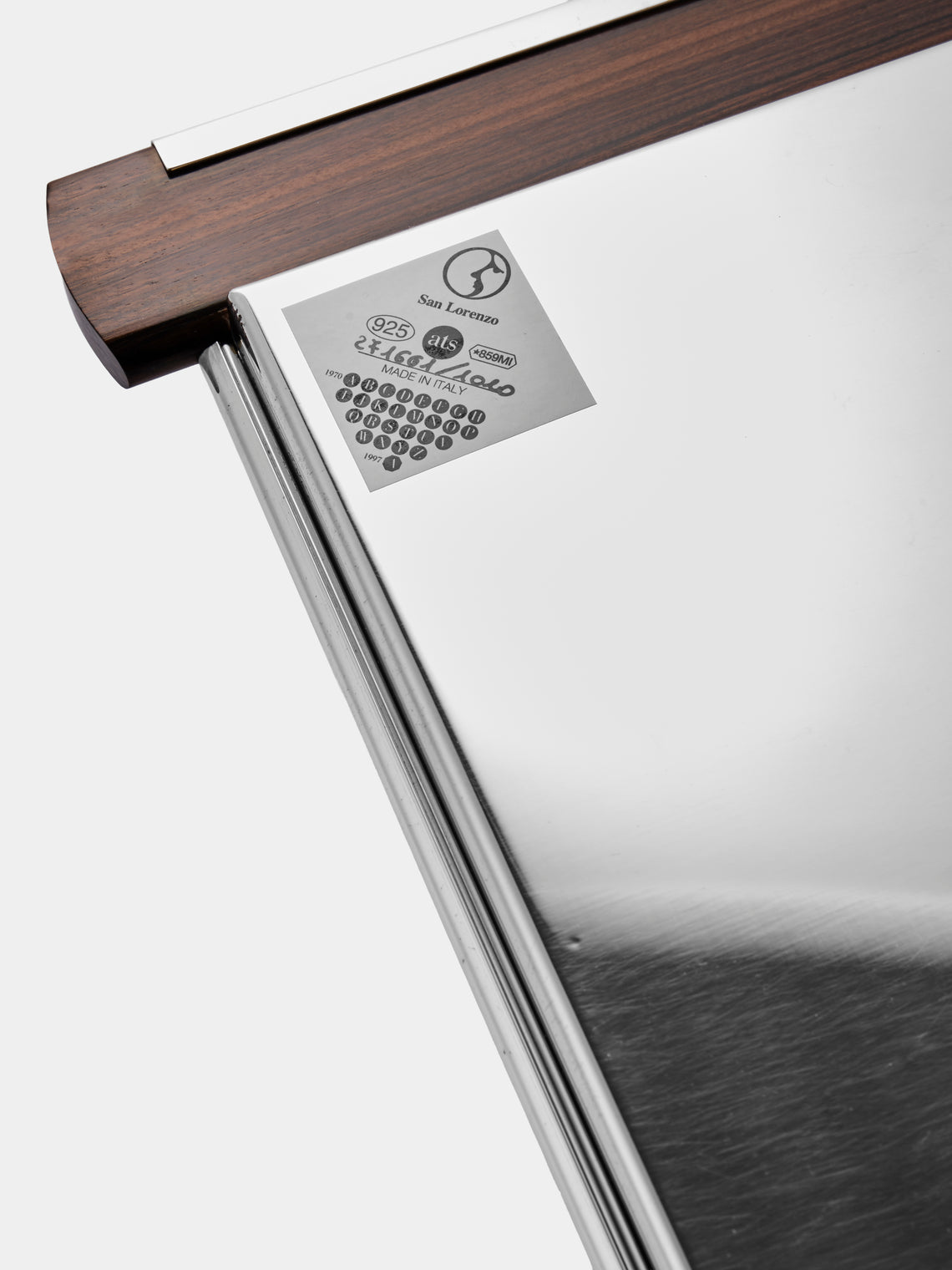 San Lorenzo - 1988 Afra and Tobia Scarpa Sterling Silver and Wood Tray (12in/31cm) - Silver - ABASK