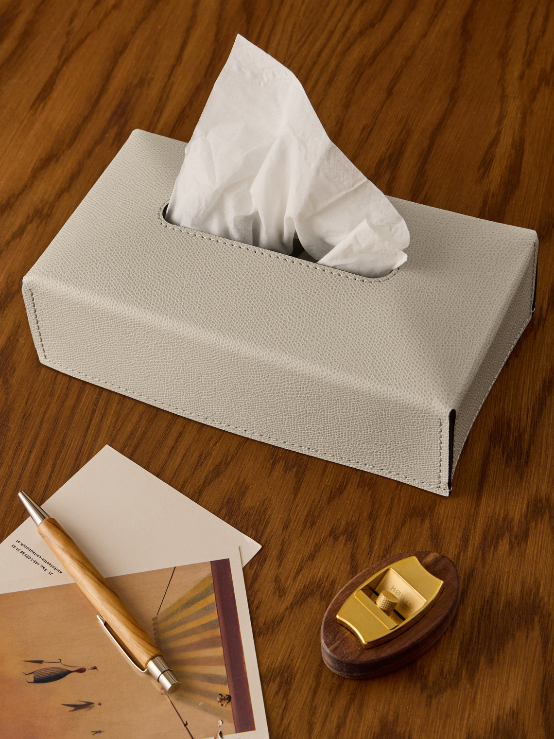 Giobagnara - Ready Leather Tissue Box - Cream - ABASK